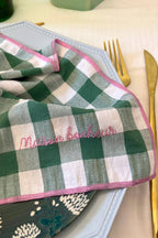 Champagne gingham servietter grønn