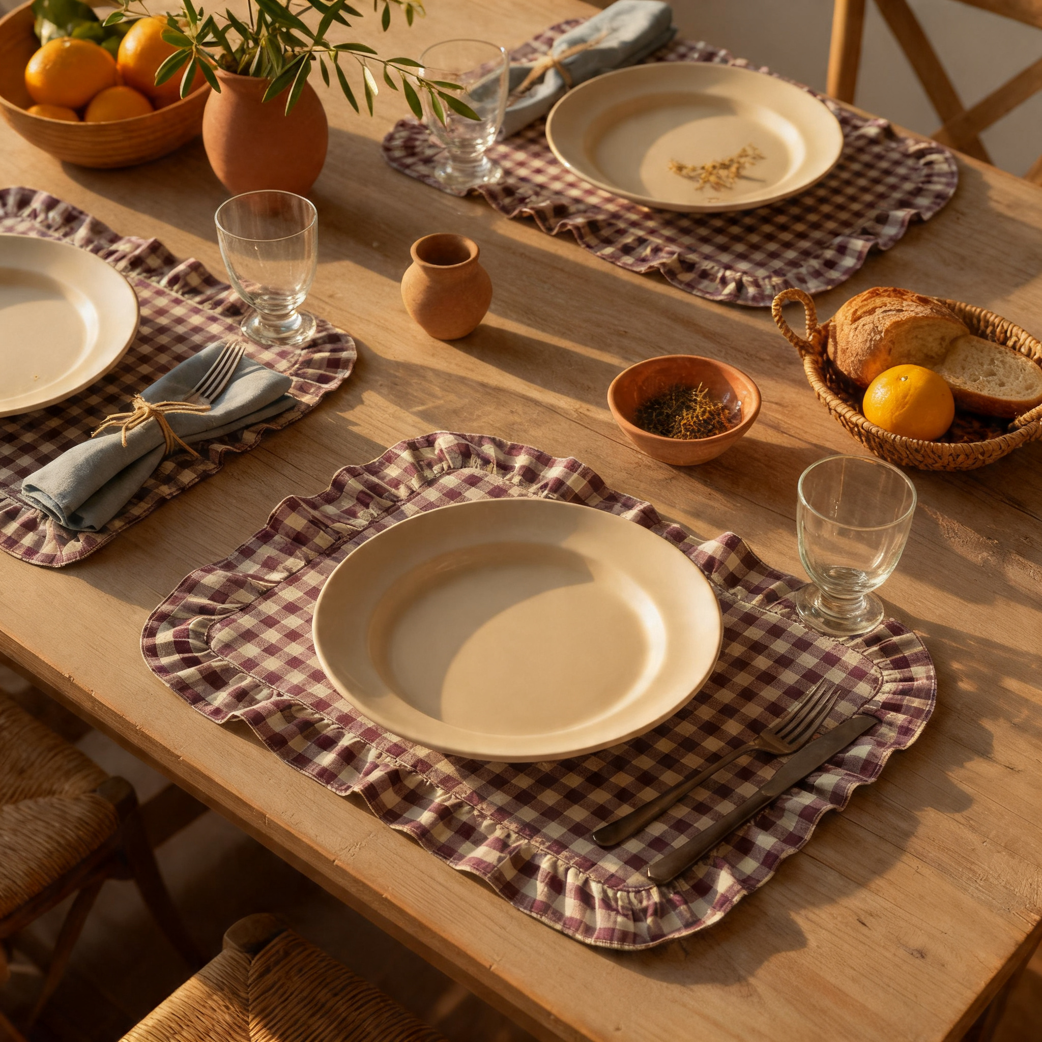 Dekkebrikker Gingham - terracotta