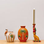 Stripete vase med papegøye - orange