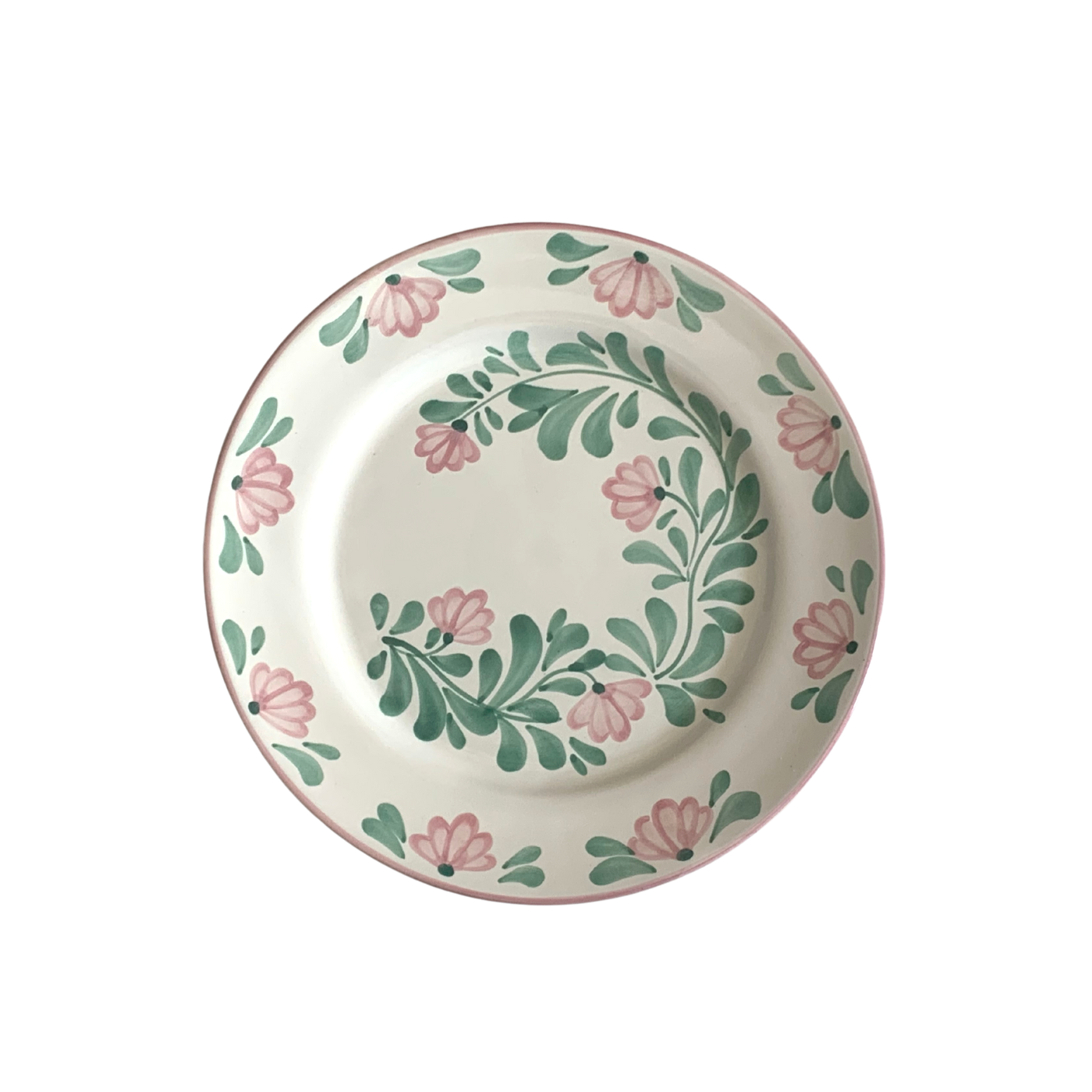 Keramikkasjett med rosa og grønne blomster - Gina