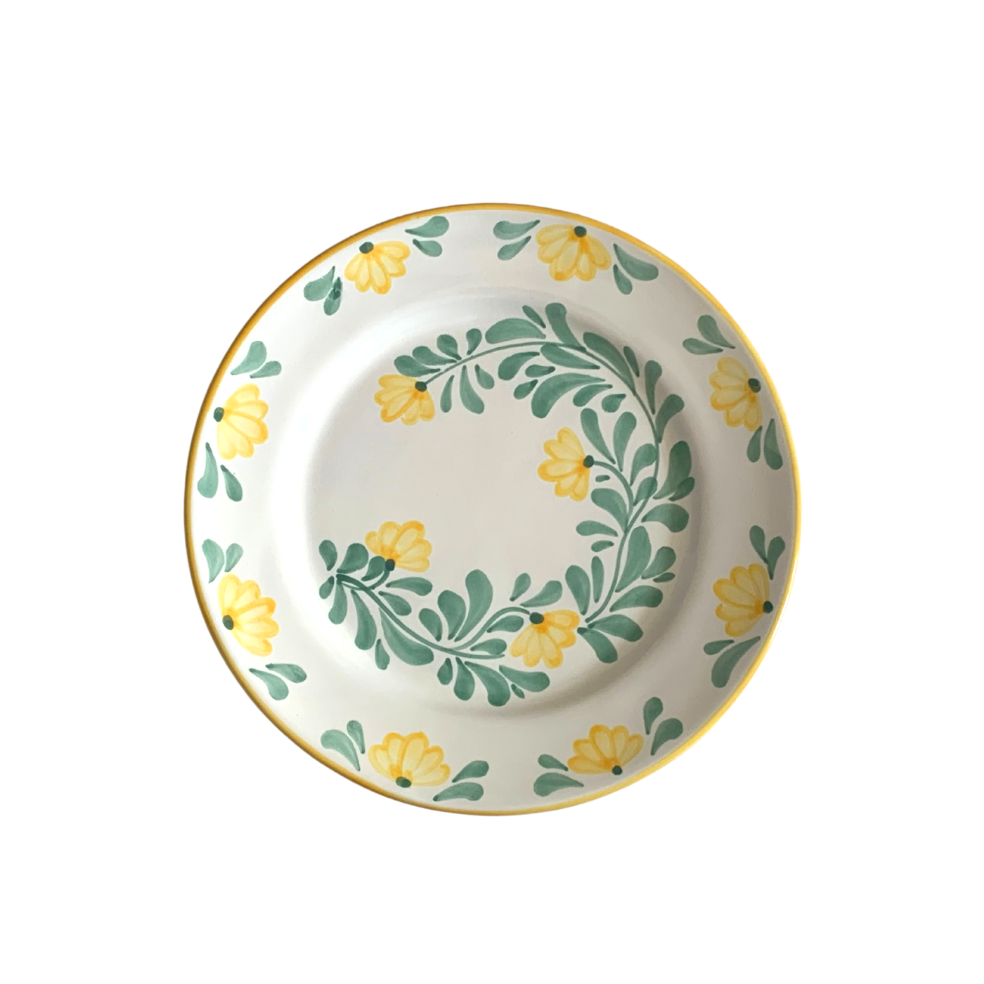 Keramikkasjett med gule og grønne blomster - Chiara