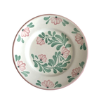 Keramikktallerken med rosa og grønne blomster - Gina