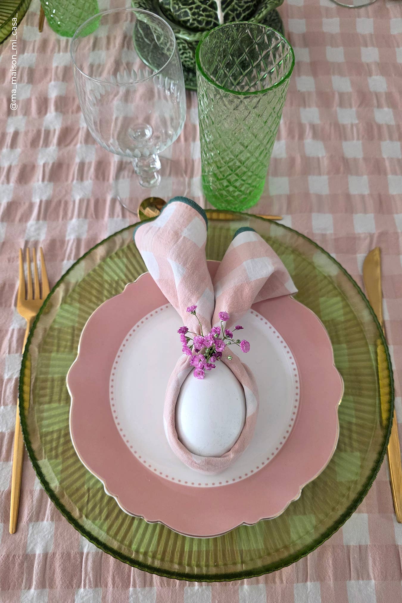 Mon coeur gingham servietter rosa