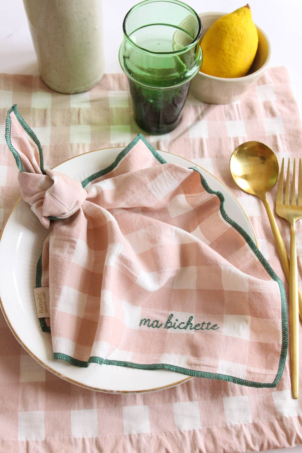Mon coeur gingham servietter rosa