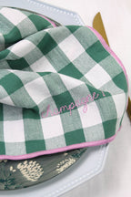 Champagne gingham servietter grønn