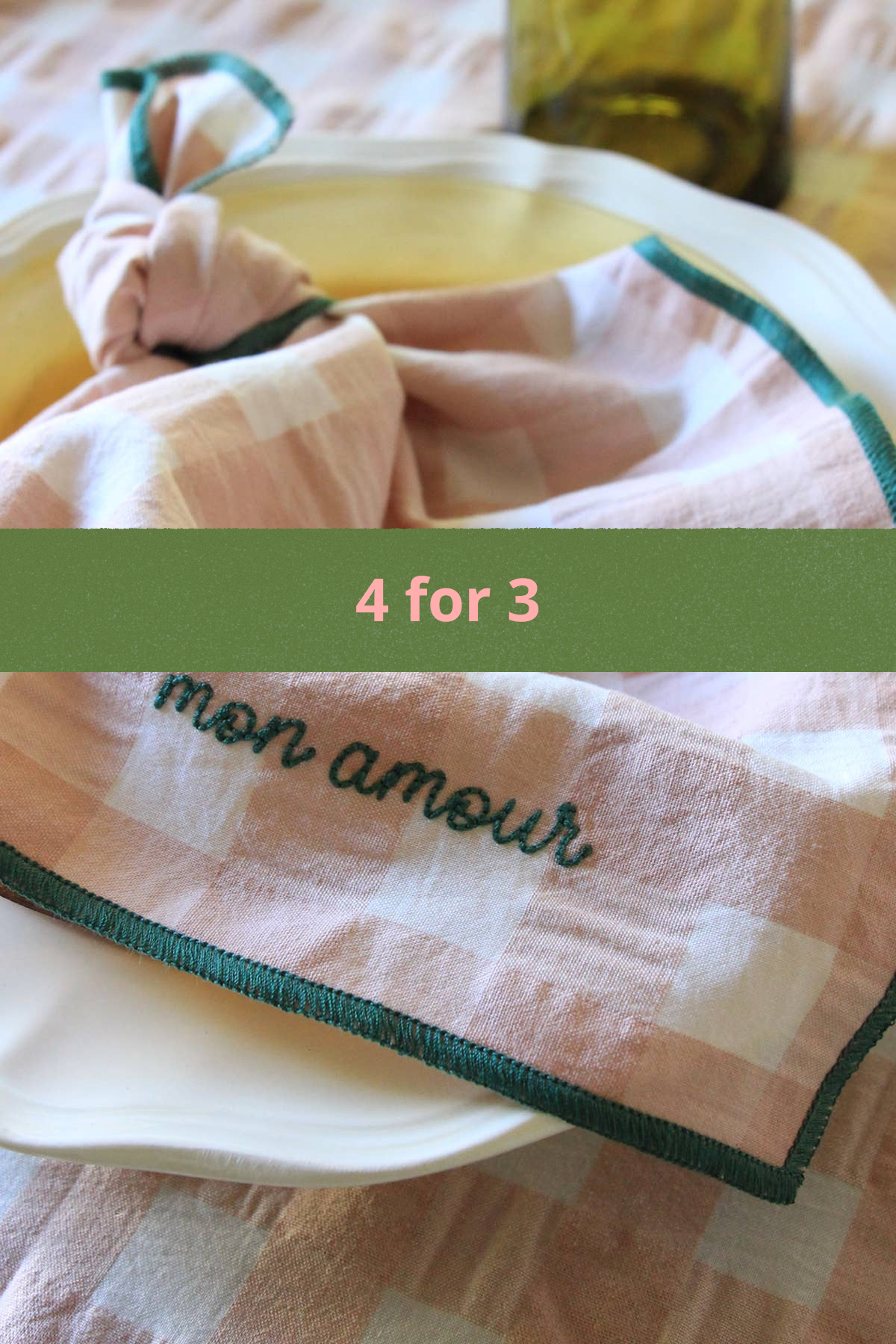 Mon amour gingham servietter rosa