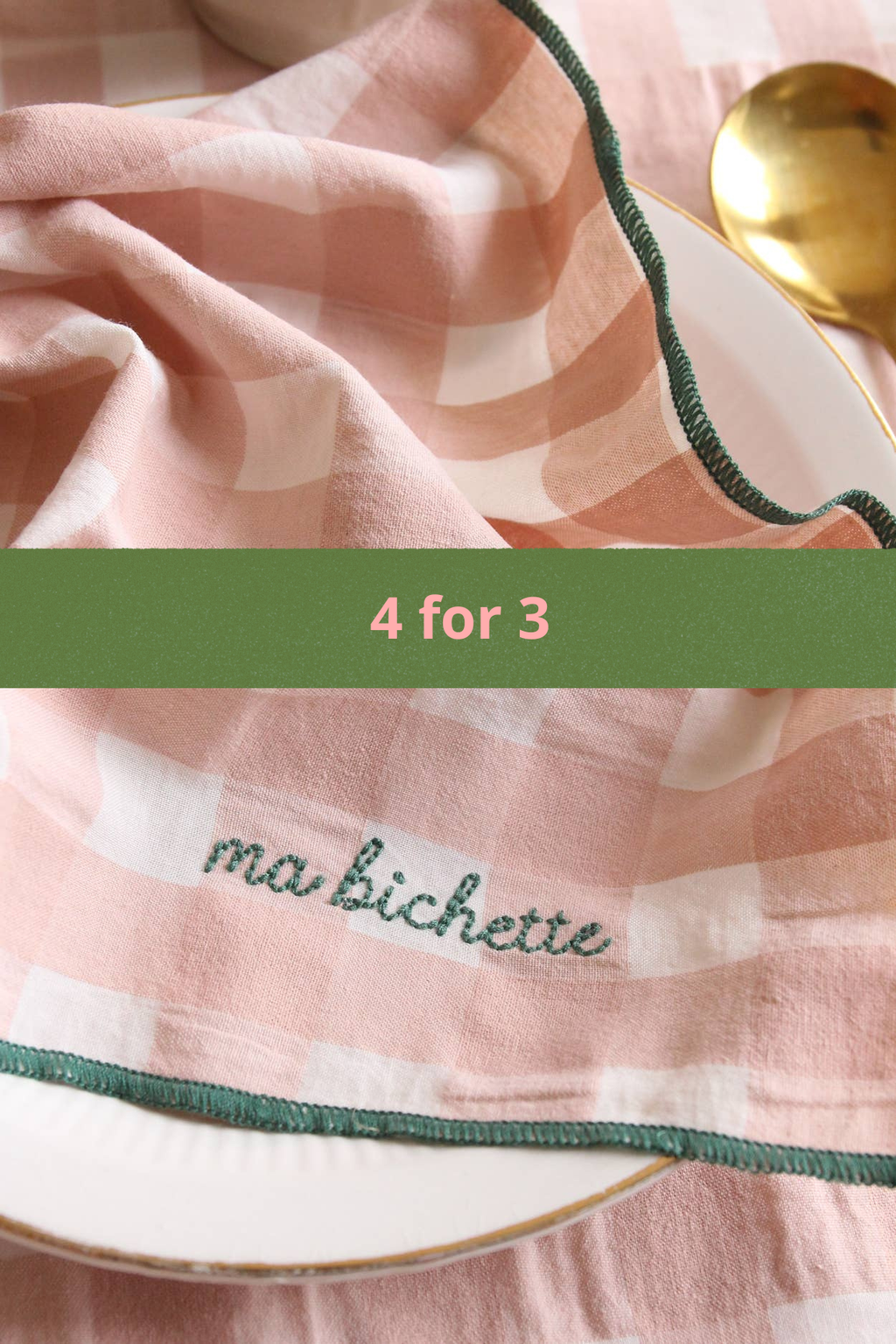 Ma bichette gingham servietter rosa