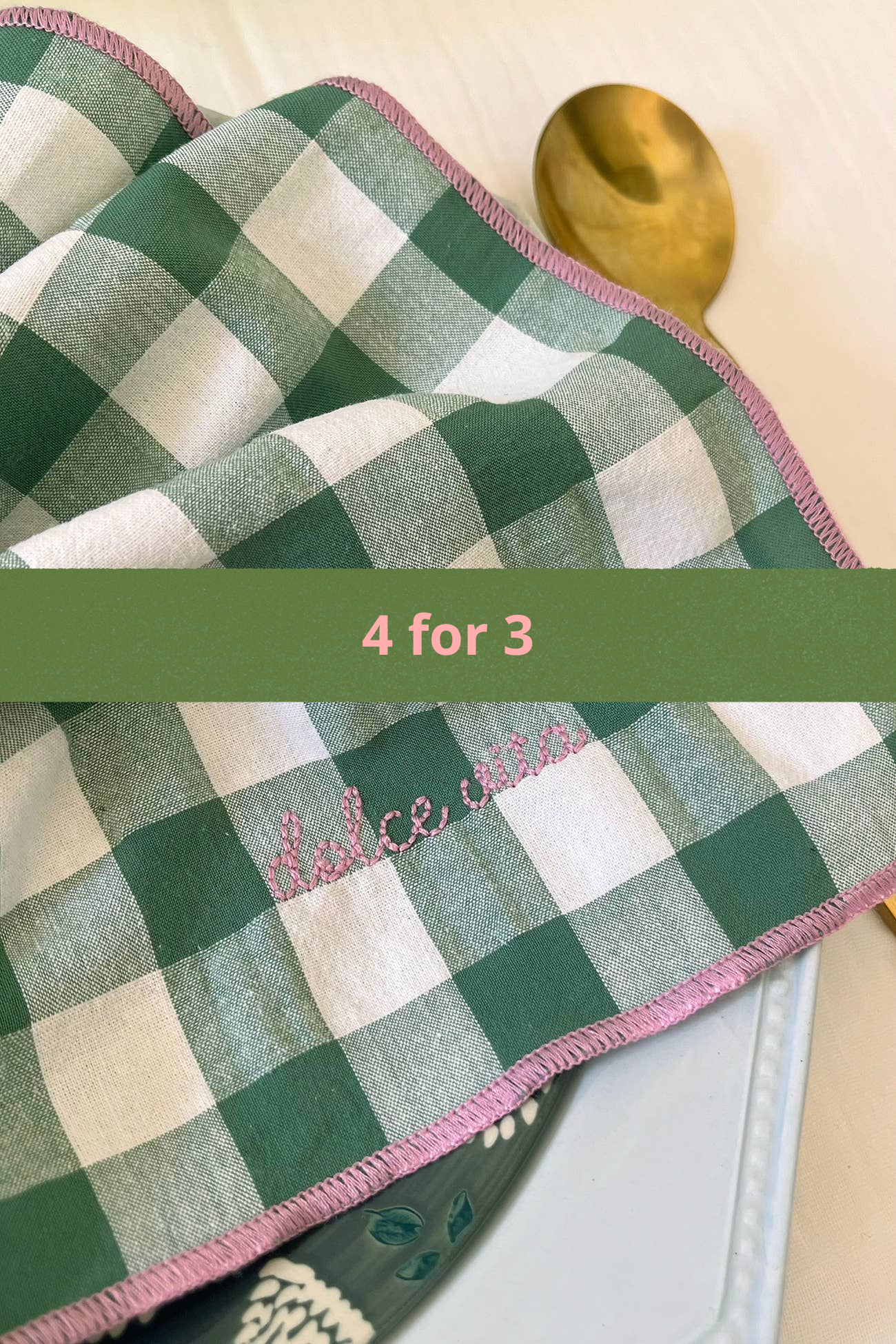 Dolce Vita gingham servietter grønn