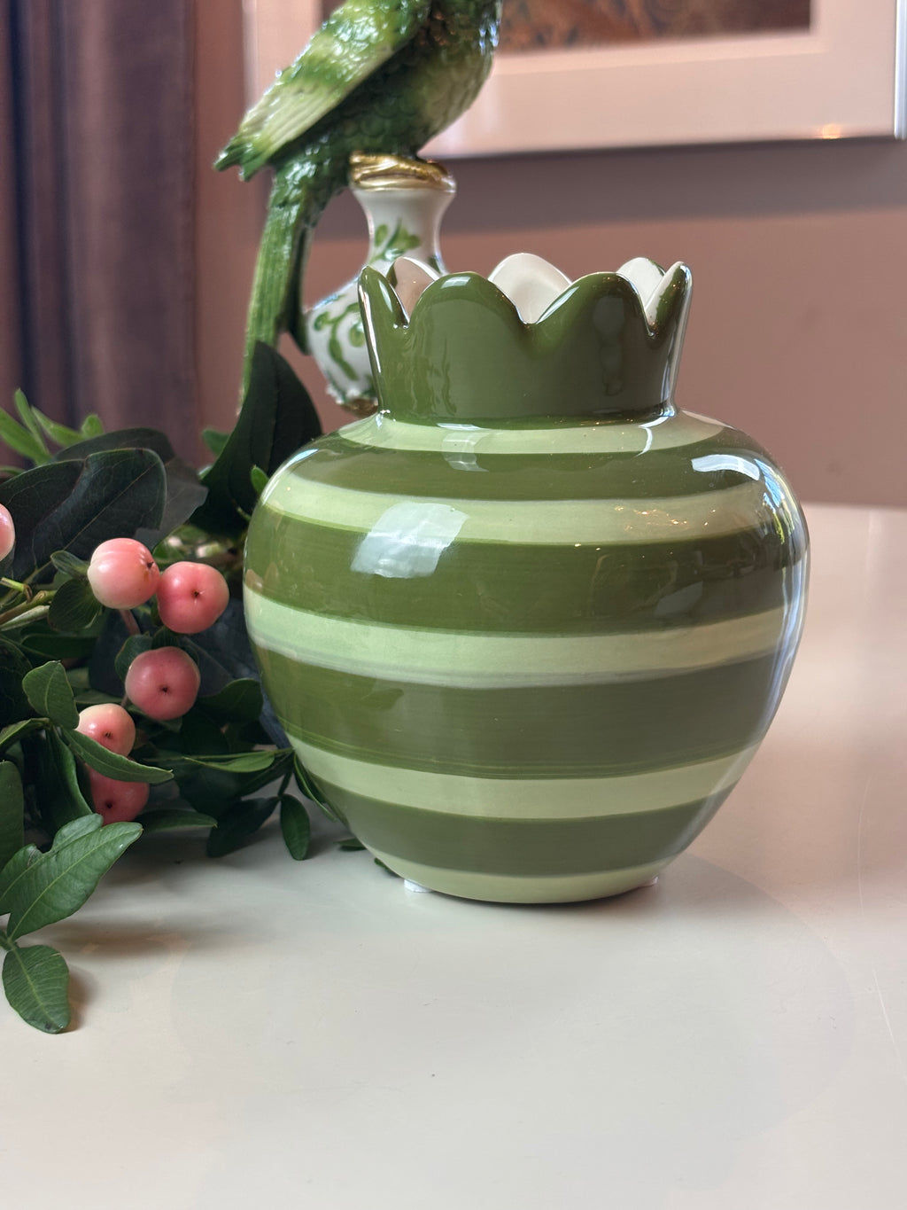 Liten Keramikkvase i Khaki (Ø11,5 cm)