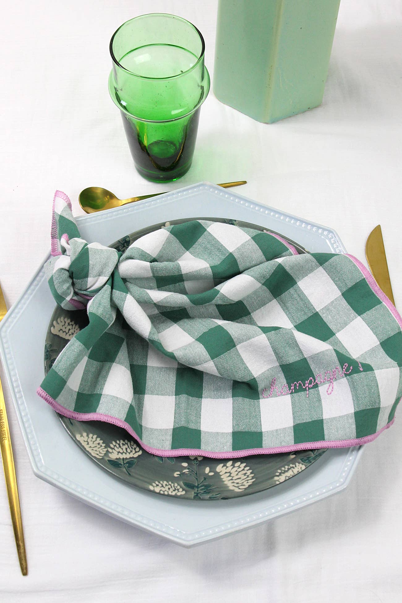 Dolce Vita gingham servietter grønn
