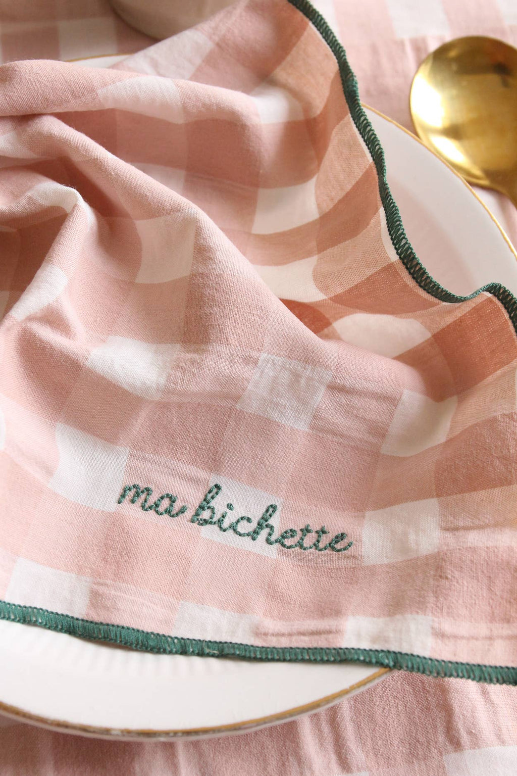 Mon amour gingham servietter rosa