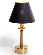 Oppladbar Bordlampe i Messing med Sort Skjerm