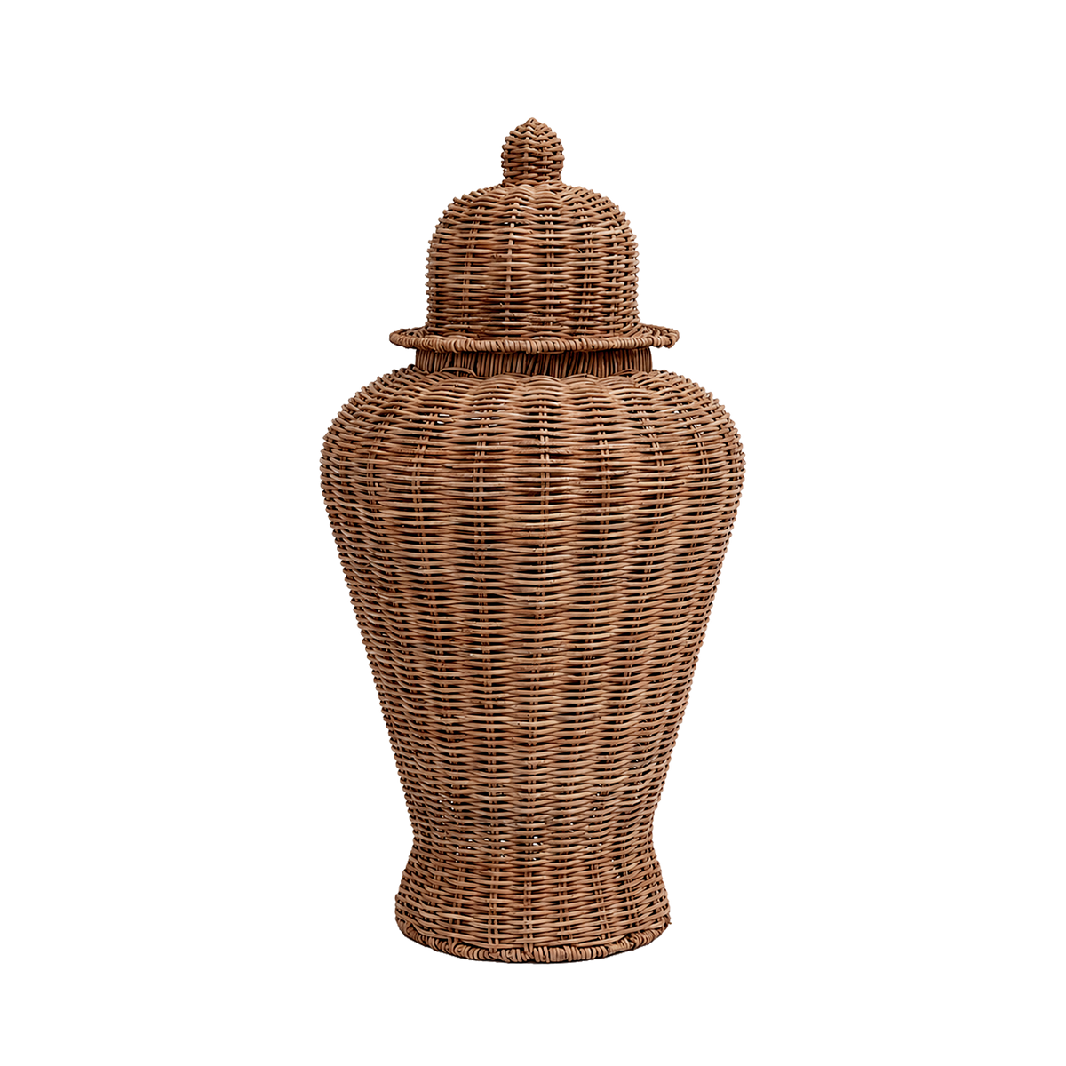 Håndflettet rottingvase med lokk