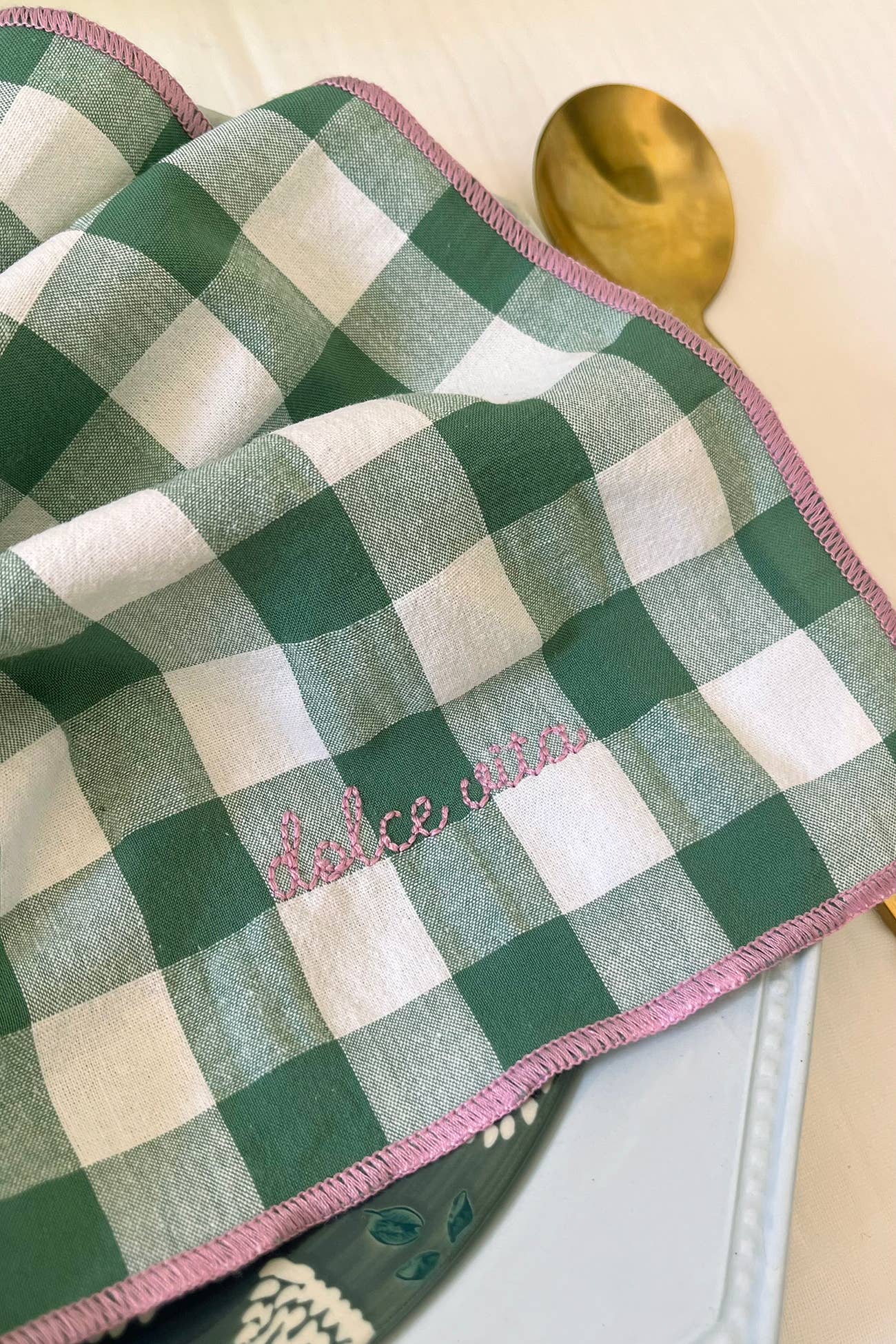 Dolce Vita gingham servietter grønn