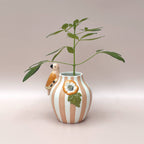 Stripete vase med papegøye - orange
