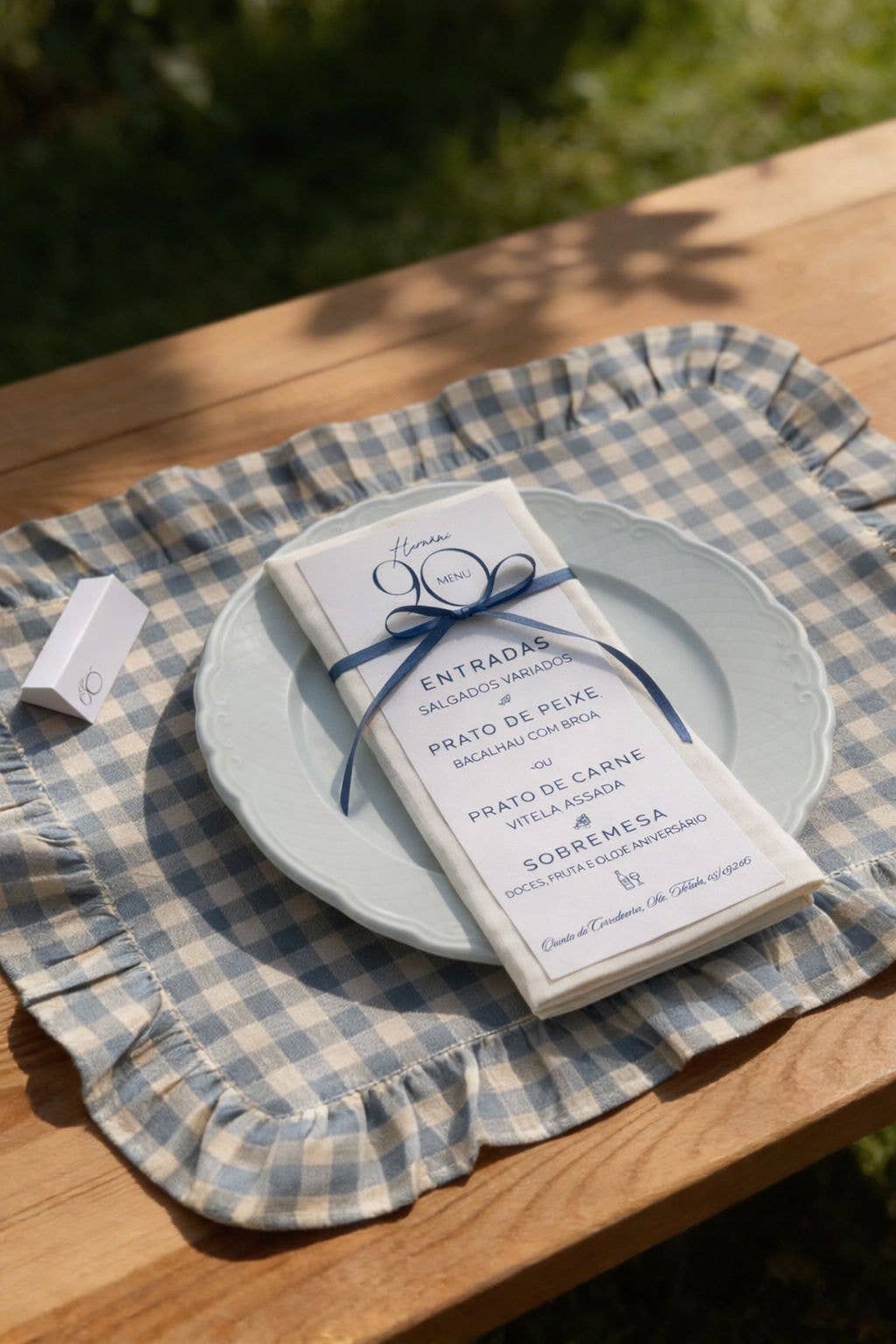 Dekkebrikker Gingham - lyseblå